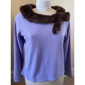Vintage Evan Picone Knit Sweater Removable Faux Fur Collar XL New With Tags
